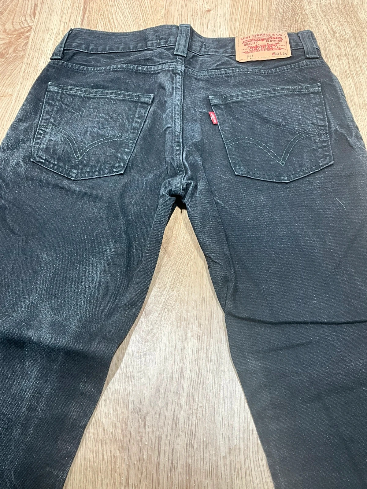 Jean Levi's 511 Slim W33 L34 Vintage 100% Coton Noir Délavé – photo 8